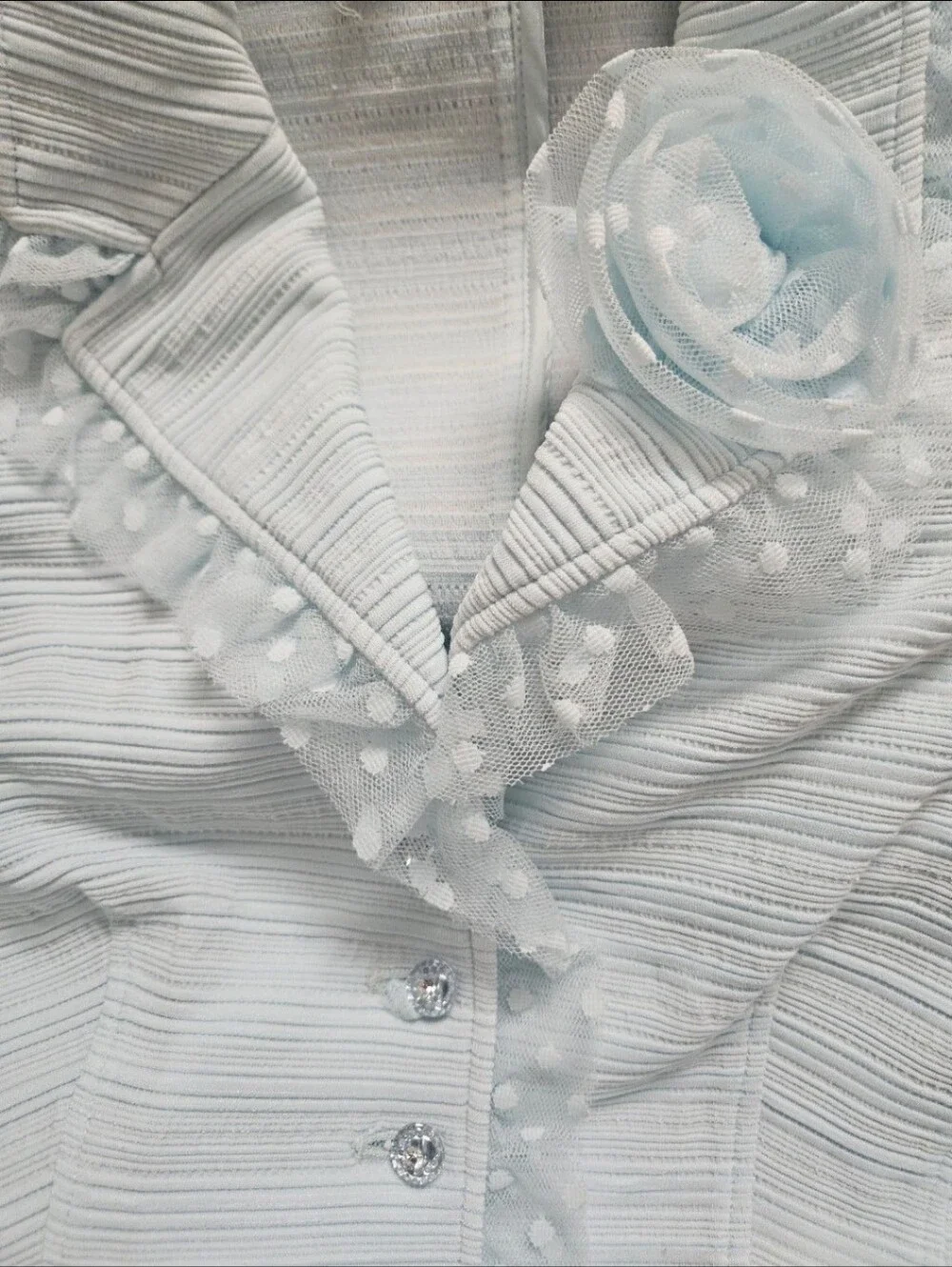 RICKIE FREEMAN TERI JON LIGHT BLUE LACE TRIM SKIRT SUIT SET 6